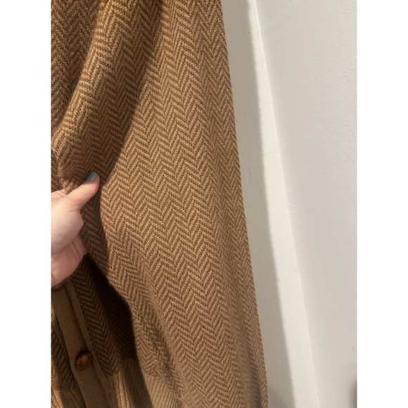 Vintage Ralph Lauren Camel Brown Herringbone Camelhair Cardigan Men's XL 80s/90s - Picture 11 of 15
